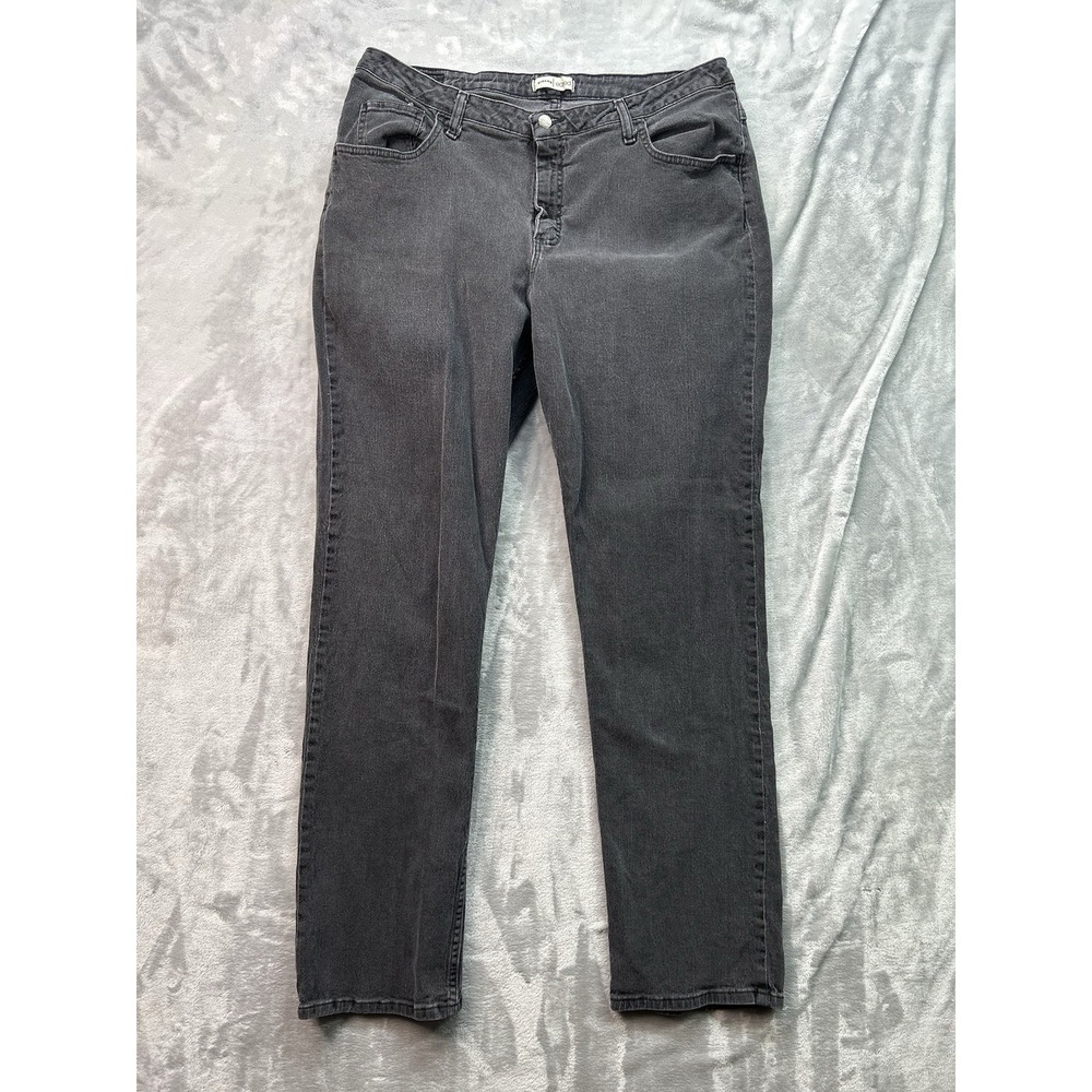 Riders Womens Plus Sz 20WL Designer Black Jeans Eased Straight Leg Ladies Pants